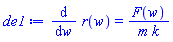 diff(r(w), w) = F(w)/(m*k)