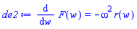 diff(F(w), w) = -omega^2*r(w)