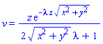 v = z*exp(-lambda*z*(x^2+y^2)^(1/2))/(2*(x^2+y^2)^(1/2)*lambda+1)