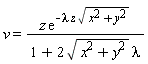 v = z*exp(-lambda*z*sqrt(x^2+y^2))/(1+2*sqrt(x^2+y^2)*lambda)
