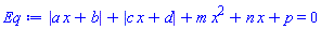 abs(a*x+b)+abs(c*x+d)+m*x^2+n*x+p = 0