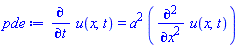 diff(u(x, t), t) = a^2*(diff(diff(u(x, t), x), x))