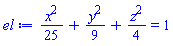 (1/25)*x^2+(1/9)*y^2+(1/4)*z^2 = 1