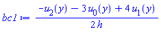 (1/2)*(-u[2](y)-3*u[0](y)+4*u[1](y))/h