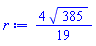 (4/19)*385^(1/2)