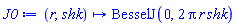 proc (r, shk) options operator, arrow; BesselJ(0, 2*Pi*r*shk) end proc