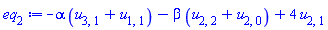 -alpha*(u[3, 1]+u[1, 1])-beta*(u[2, 2]+u[2, 0])+4*u[2, 1]