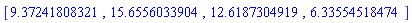 [9.37241808321, 15.6556033904, 12.6187304919, 6.33554518474]