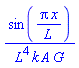 sin(Pi*x/L)/(L^4*k*A*G)