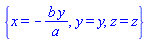 {x = -b*y/a, y = y, z = z}