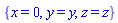{x = 0, y = y, z = z}