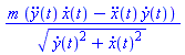 m*((diff(diff(y(t), t), t))*(diff(x(t), t))-(diff(diff(x(t), t), t))*(diff(y(t), t)))/((diff(y(t), t))^2+(diff(x(t), t))^2)^(1/2)