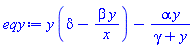 y*(delta-beta*y/x)-alpha*y/(gamma+y)