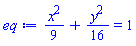 (1/9)*x^2+(1/16)*y^2 = 1