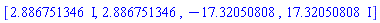 [2.886751346*I, 2.886751346, -17.32050808, 17.32050808*I]