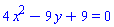 4*x^2-9*y+9 = 0