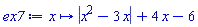 proc (x) options operator, arrow; abs(x^2-3*x)+4*x-6 end proc
