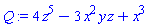 Q := 4*z^5-3*x^2*y*z+x^3