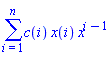 sum(c(i)*x(i)*x^(i-1), i = 1 .. n)