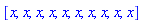 [x, x, x, x, x, x, x, x, x, x]