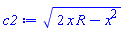 (2*R*x-x^2)^(1/2)