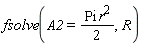 fsolve(A2 = (1/2)*Pi*r^2, R)