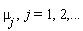 `&mu;__j`, j = 1, 2, () .. ()