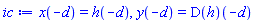 x(-d) = h(-d), y(-d) = (D(h))(-d)