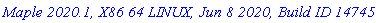 `Maple 2020.1, X86 64 LINUX, Jun 8 2020, Build ID 1474533`