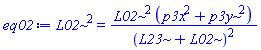 L02^2 = L02^2*(p3x^2+p3y^2)/(L23+L02)^2
