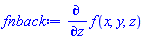 diff(f(x, y, z), z)