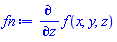 diff(f(x, y, z), z)