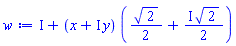 I+(x+I*y)*((1/2)*2^(1/2)+((1/2)*I)*2^(1/2))