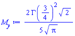 (2/5)*GAMMA(3/4)^2*2^(1/2)/Pi^(1/2)