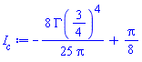 -(8/25)*GAMMA(3/4)^4/Pi+(1/8)*Pi