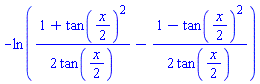 -ln((1/2)*(1+tan((1/2)*x)^2)/tan((1/2)*x)-(1/2)*(1-tan((1/2)*x)^2)/tan((1/2)*x))