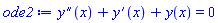 diff(diff(y(x), x), x)+diff(y(x), x)+y(x) = 0