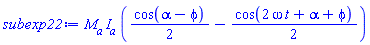 M__a*I__a*``((1/2)*cos(alpha-phi)-(1/2)*cos(2*omega*t+alpha+phi))