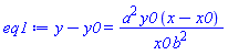 y-y0 = a^2*y0*(x-x0)/(x0*b^2)