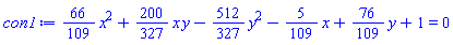 (66/109)*x^2+(200/327)*x*y-(512/327)*y^2-(5/109)*x+(76/109)*y+1 = 0