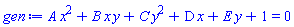 A*x^2+B*x*y+C*y^2+D*x+E*y+1 = 0