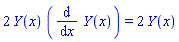 2*Y(x)*(diff(Y(x), x)) = 2*Y(x)