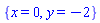 {x = 0, y = -2}