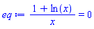(1+ln(x))/x = 0