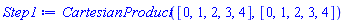 CartesianProduct([0, 1, 2, 3, 4], [0, 1, 2, 3, 4])