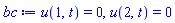 u(1, t) = 0, u(2, t) = 0