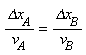 `&Delta;x`[A]/v[A] = `&Delta;x`[B]/v[B]