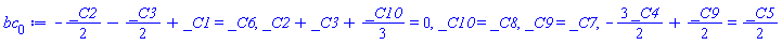 -(1/2)*_C2-(1/2)*_C3+_C1 = _C6, _C2+_C3+(1/3)*_C10 = 0, _C10 = _C8, _C9 = _C7, -(3/2)*_C4+(1/2)*_C9 = (1/2)*_C5