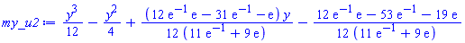 (1/12)*y^3-(1/4)*y^2+(1/12)*(12*exp(-1)*exp(1)-31*exp(-1)-exp(1))*y/(11*exp(-1)+9*exp(1))-(1/12)*(12*exp(-1)*exp(1)-53*exp(-1)-19*exp(1))/(11*exp(-1)+9*exp(1))