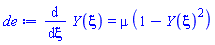 diff(Y(xi), xi) = mu*(1-Y(xi)^2)